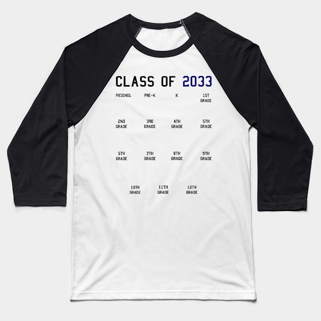 Class of 2033 Grow With Me Baseball T-Shirt by KsuAnn